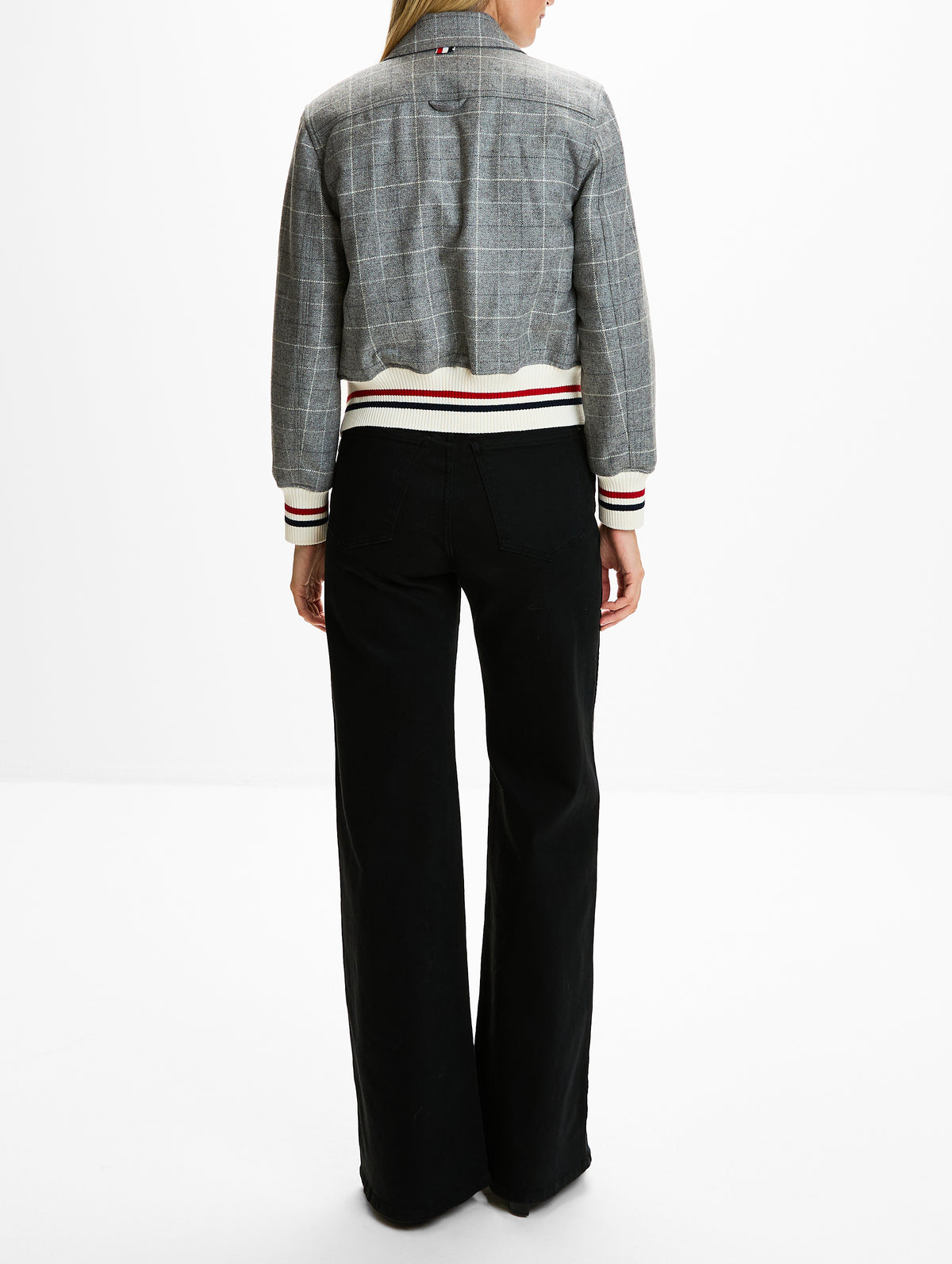 Cropped Flight Jacket,THOM BROWNE,MEDIUM GREY,Image 3