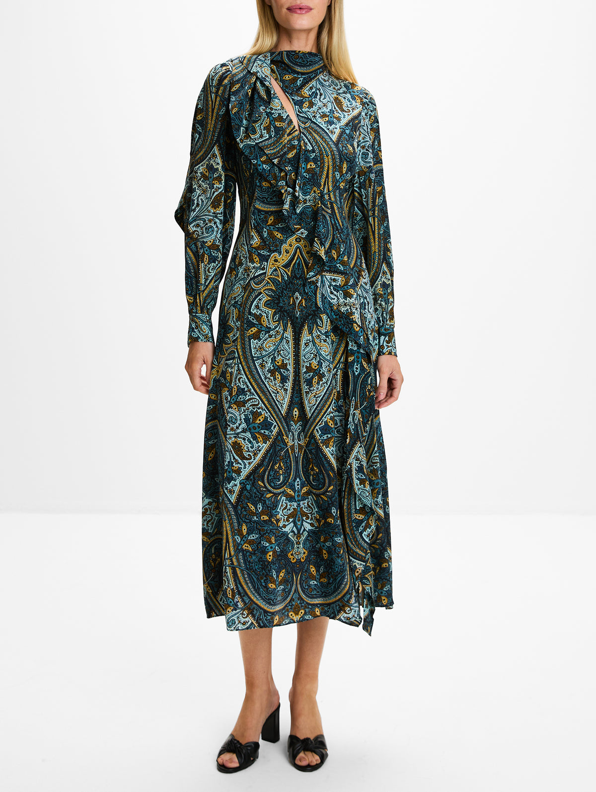 Sabrina Silk Dress,ULLA JOHNSON,PRUSSIAN,Image 2