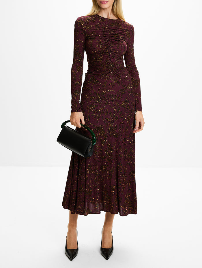 Fiona Jersey Skirt,ULLA JOHNSON,CLARET FLORAL,Image 1