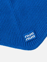 Knit Triangle Scarf,MIU MIU,ROYAL,Image 2