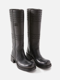 Stitch Detail Boot,MIU MIU,ANTRACITE,Image 2