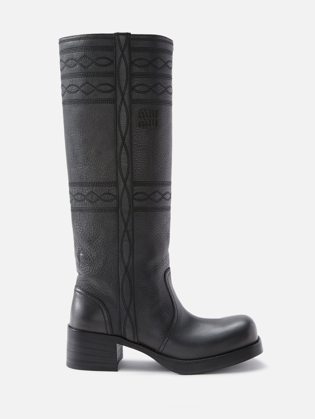 Stitch Detail Boot,MIU MIU,ANTRACITE,Image 1