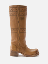 Stitch Detail Boot,MIU MIU,CUOIO,Image 1