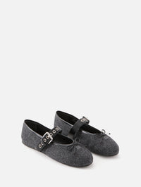 Buckle Tweed Flat,MIU MIU,ANTRACITE,Image 2