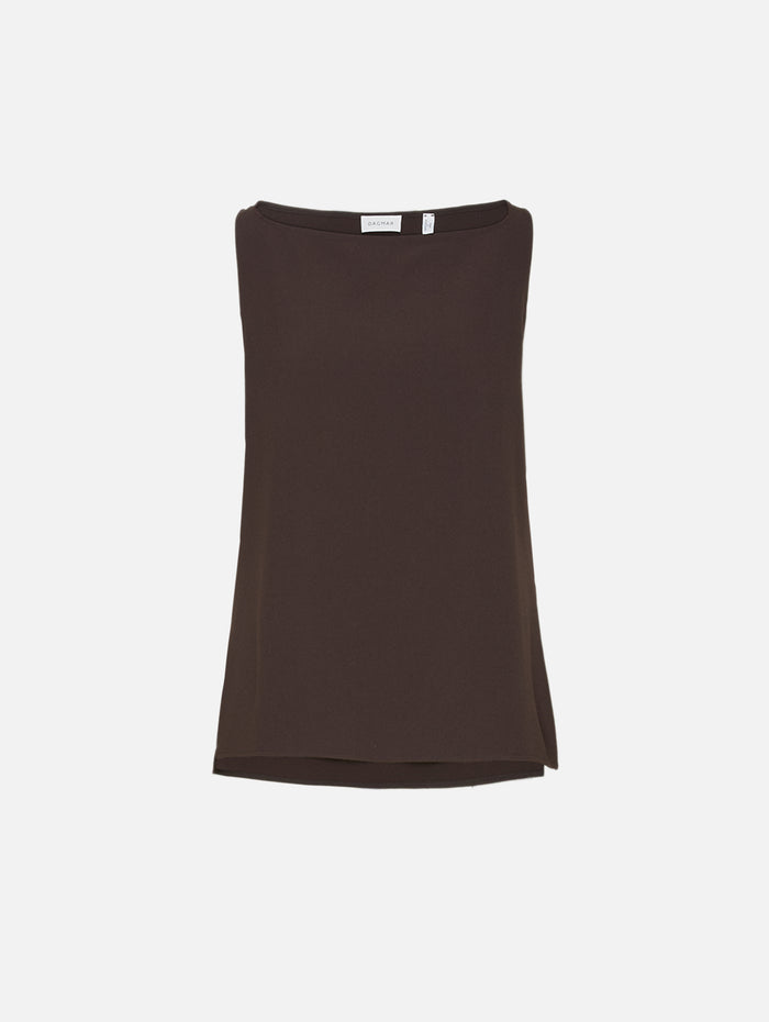 Sleeveless Crepe Top,HOUSE OF DAGMAR,CHOCOLATE BROWN,Image 1