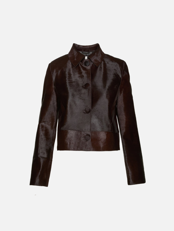 Hadley Jacket,NOUR HAMMOUR,BROWN PONYHAIR,Image 1