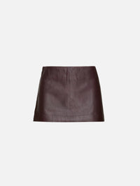 Mulholland Leather Mini Skirt,MIMCHIK,PORT,Image 1