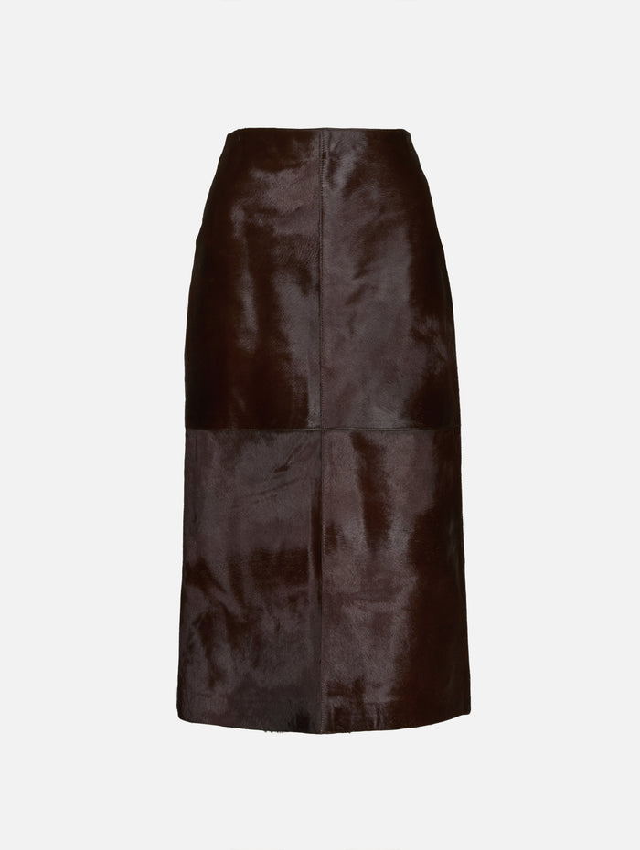 Alana Skirt,NOUR HAMMOUR,BROWN PONYHAIR,Image 1