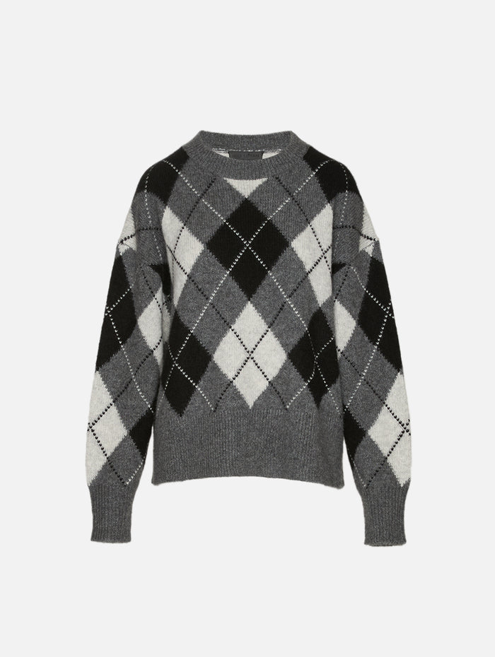 Donnika Argyle Sweater,NILI LOTAN,CHARCOAL ARGYLE,Image 1