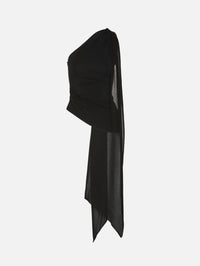 One Shoulder Tie Top,MIMCHIK,BLACK,Image 1