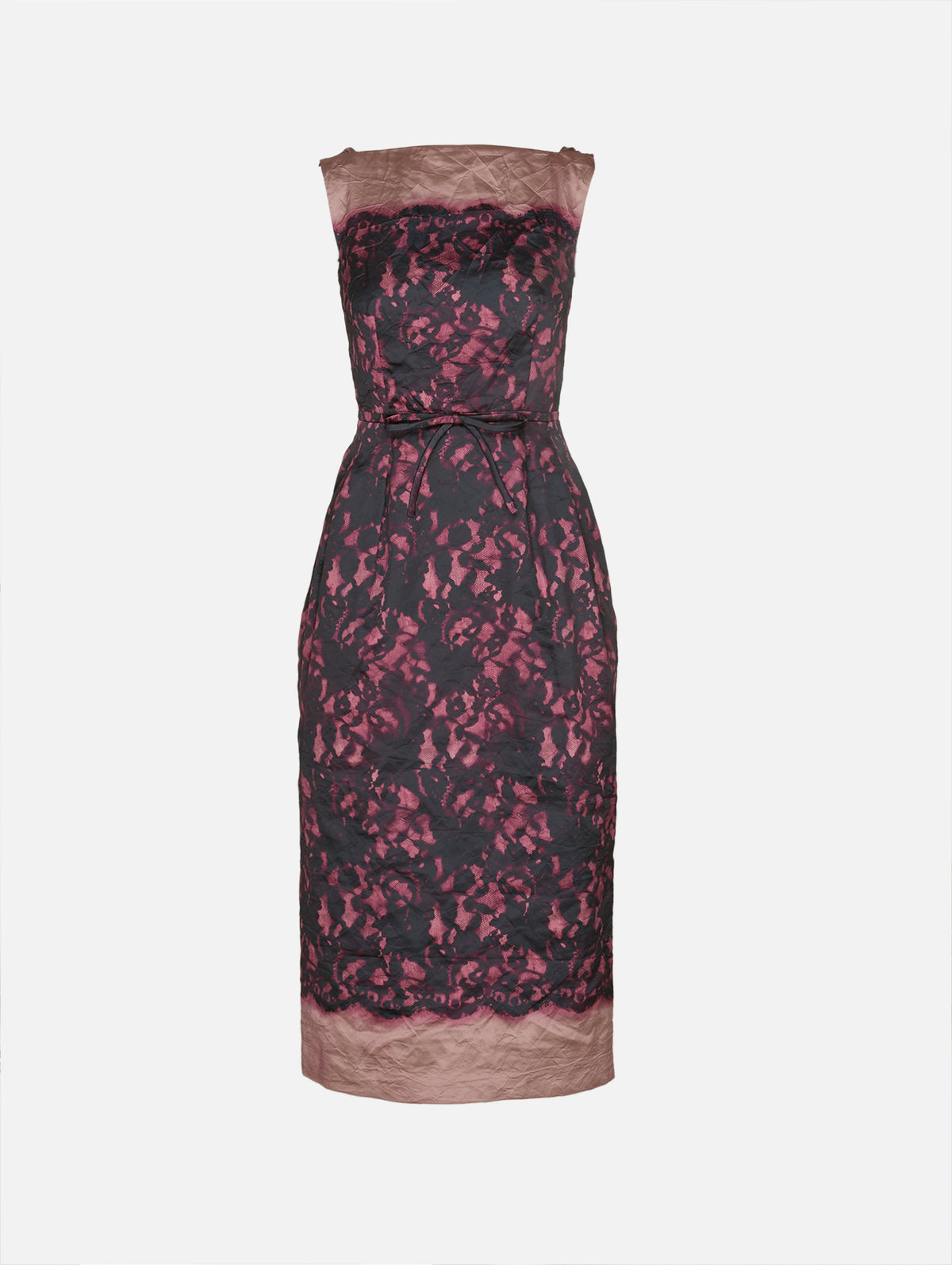 Satin Sleeveless Pencil Dress,ERDEM,LACE CAMEO PINK,Image 1