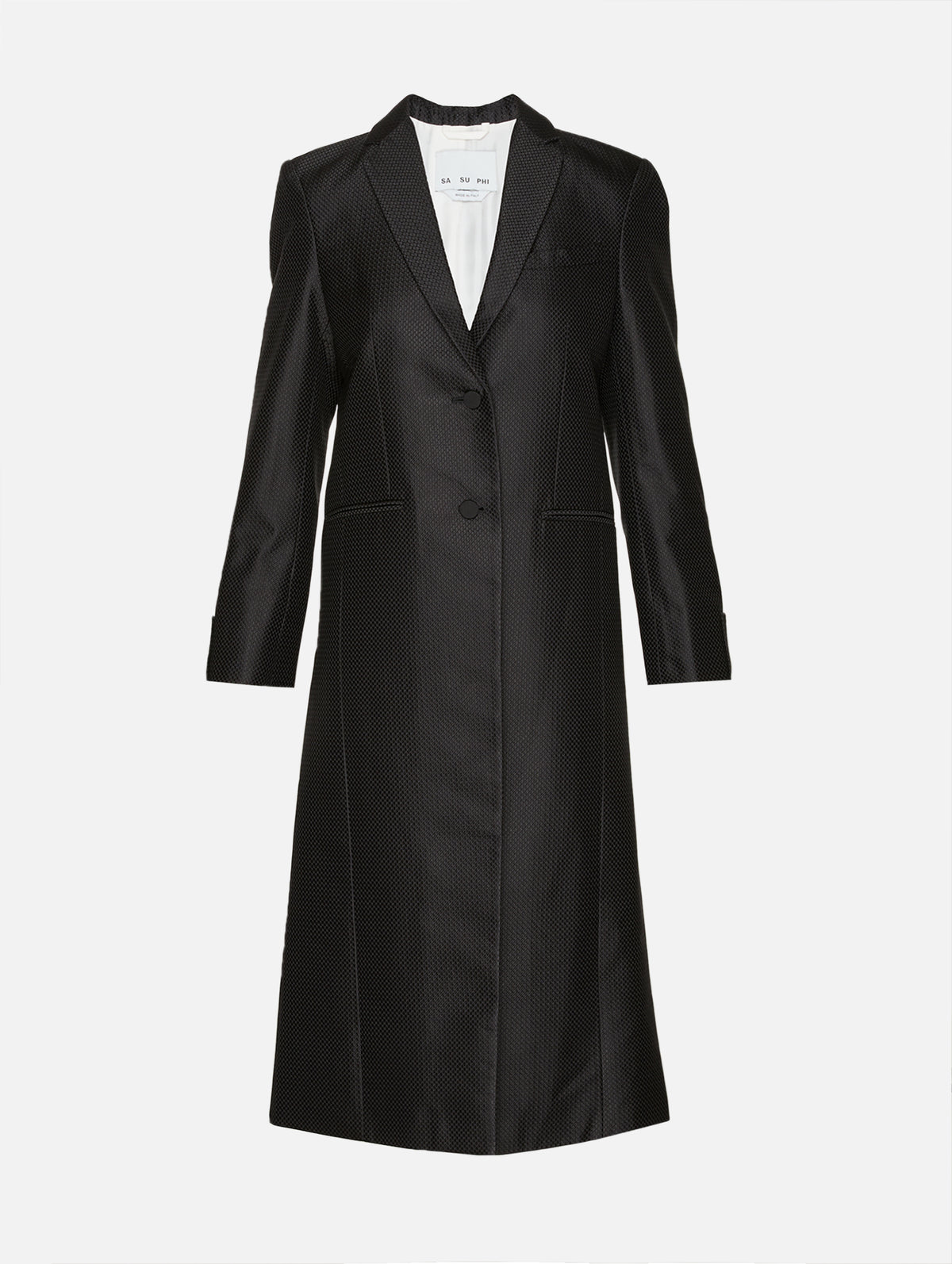 Long Double Button Coat,SASUPHI,BLACK,Image 1