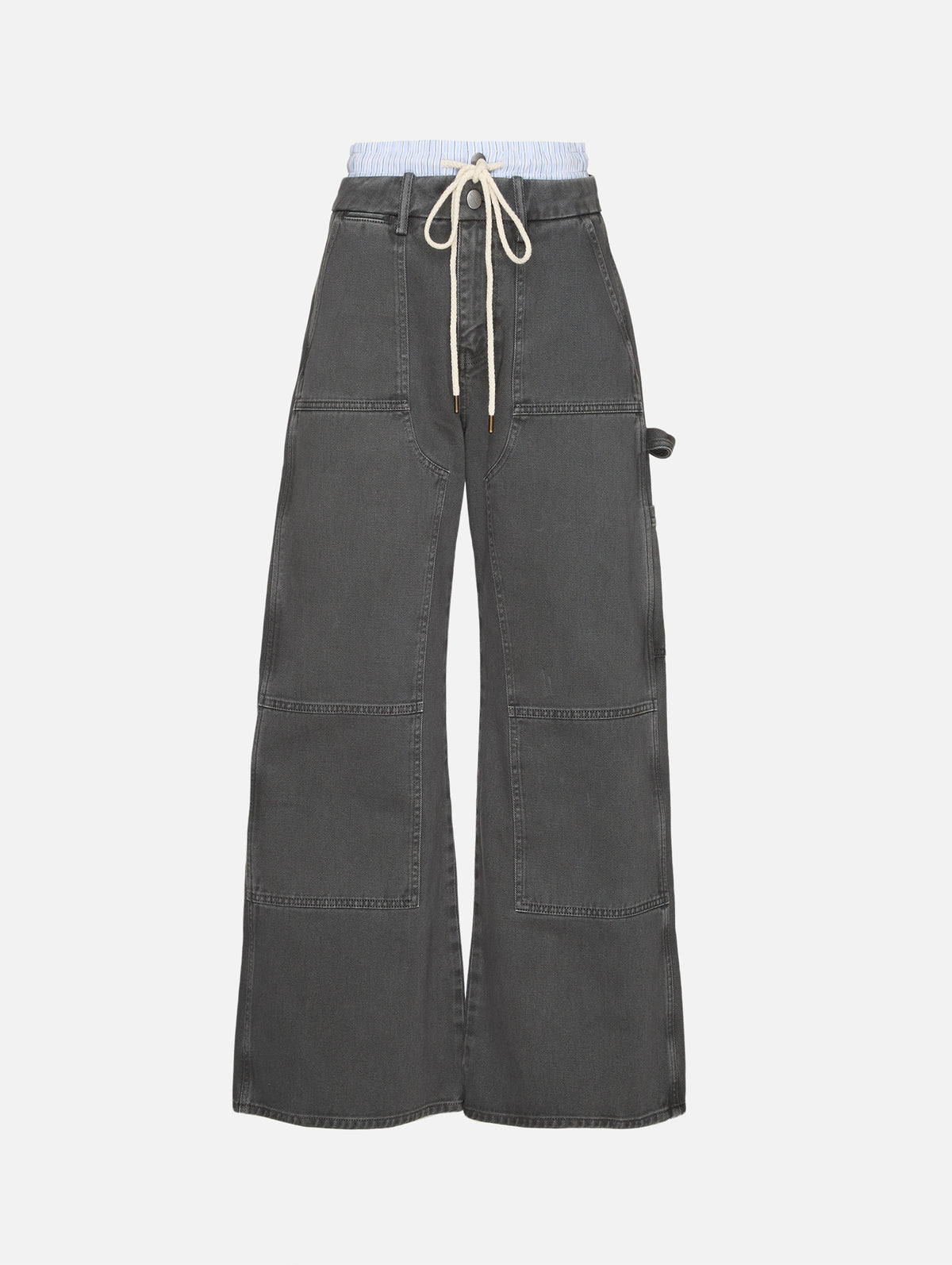 Double Waistband Wide Leg Jean,MONSE,GREY,Image 1