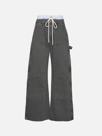 Double Waistband Wide Leg Jean,MONSE,GREY,Image 1