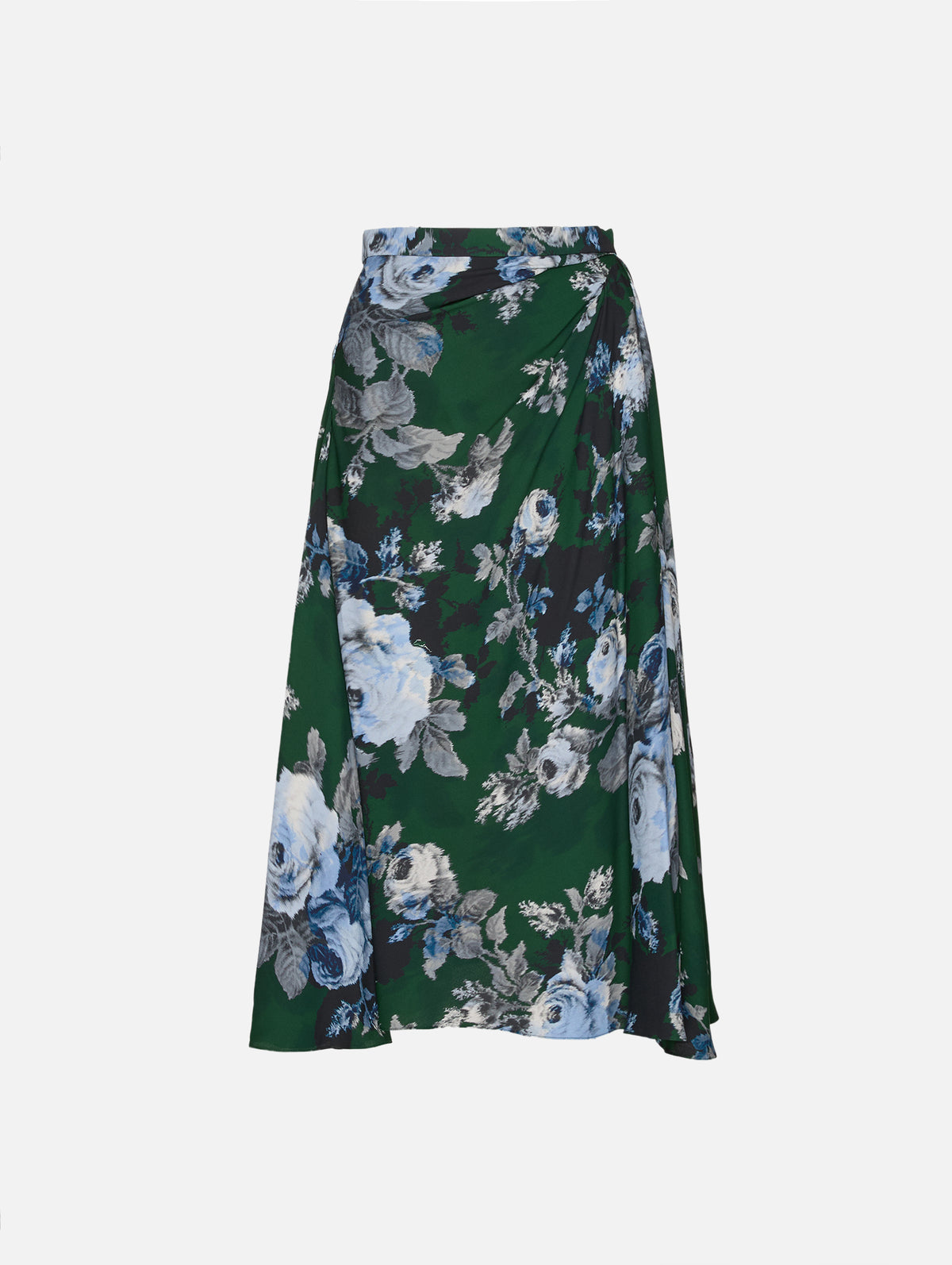 Crepe Draped Skirt,ERDEM,ROSE FOREST GREEN,Image 2