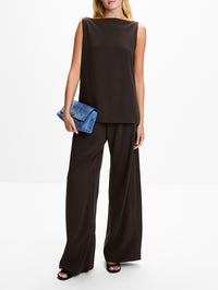 Fluid Crepe Touser,HOUSE OF DAGMAR,CHOCOLATE BROWN,Image 2