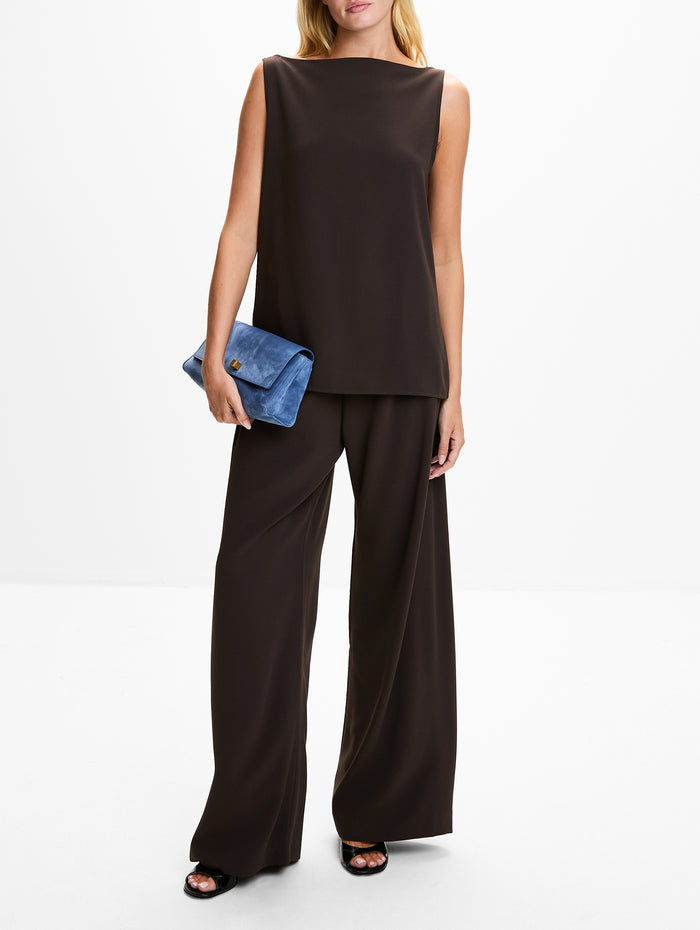 Fluid Crepe Touser,HOUSE OF DAGMAR,CHOCOLATE BROWN,Image 1