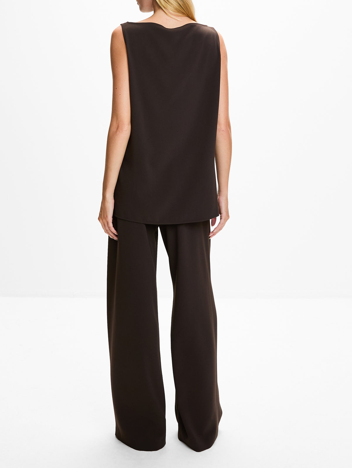 Sleeveless Crepe Top,HOUSE OF DAGMAR,CHOCOLATE BROWN,Image 3