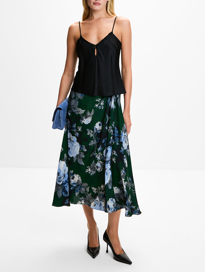 Crepe Draped Skirt,ERDEM,ROSE FOREST GREEN,Image 1