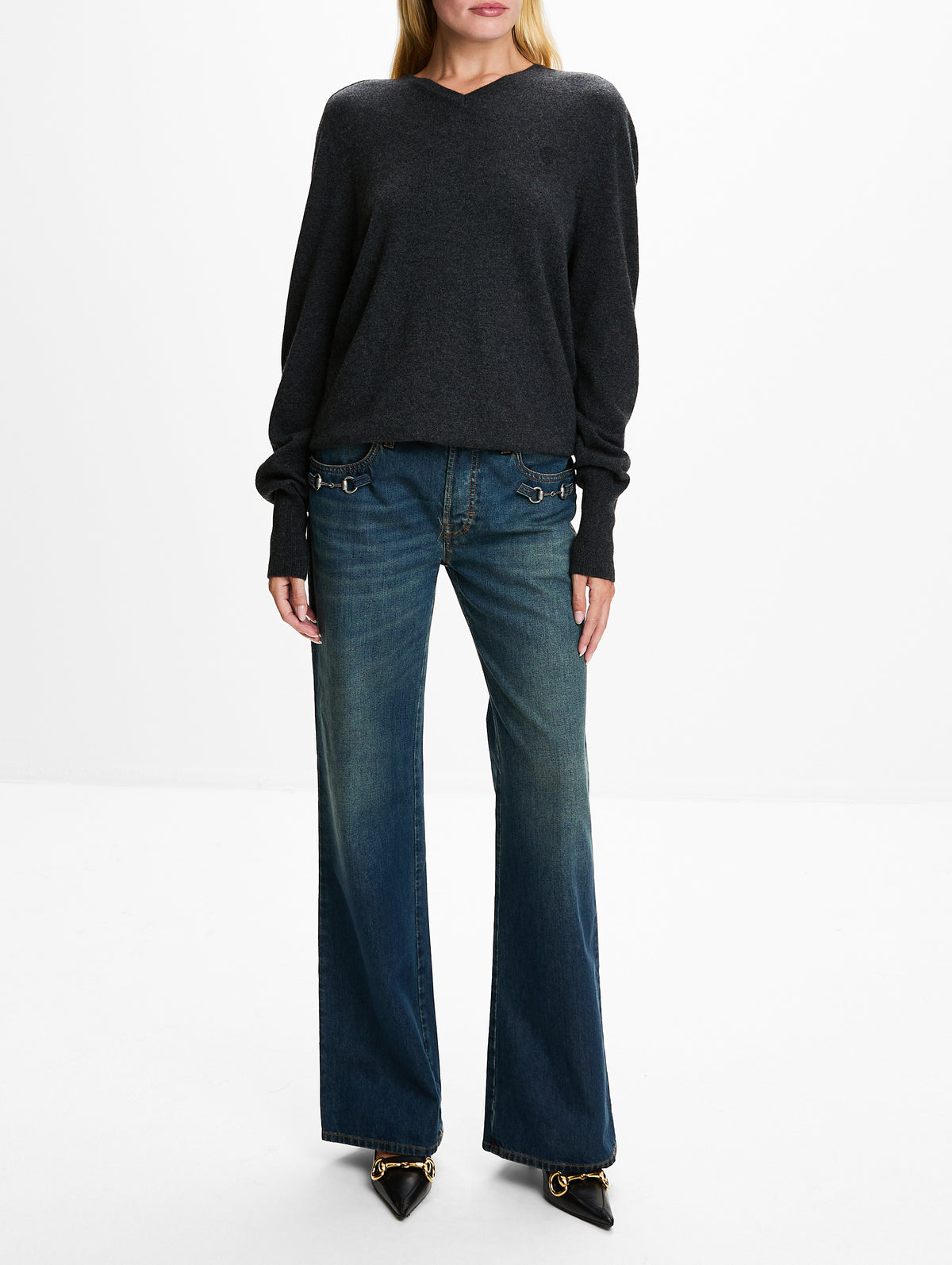 Knit Top,GUCCI,DARK GREY,Image 2