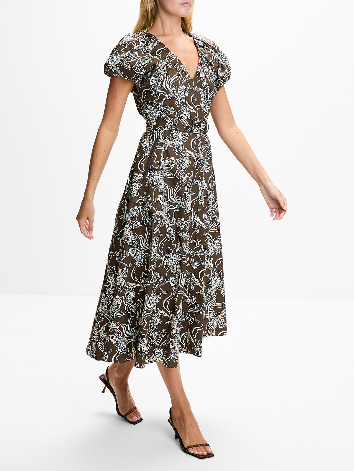 Avalon Dress,LA LIGNE,TAUPE FLORAL,Image 3