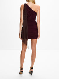 One Shoulder Mini Dress,MIMCHIK,PORT,Image 4