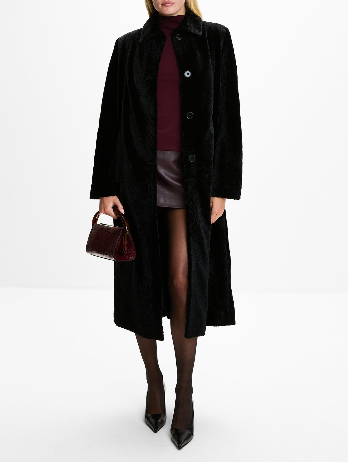 Paloma Coat,NOUR HAMMOUR,BLACK ASTRAKHAN,Image 2