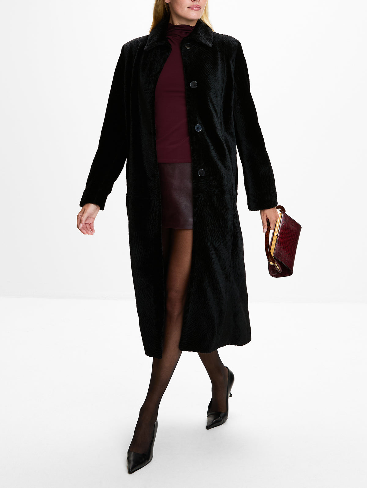 Paloma Coat,NOUR HAMMOUR,BLACK ASTRAKHAN,Image 3