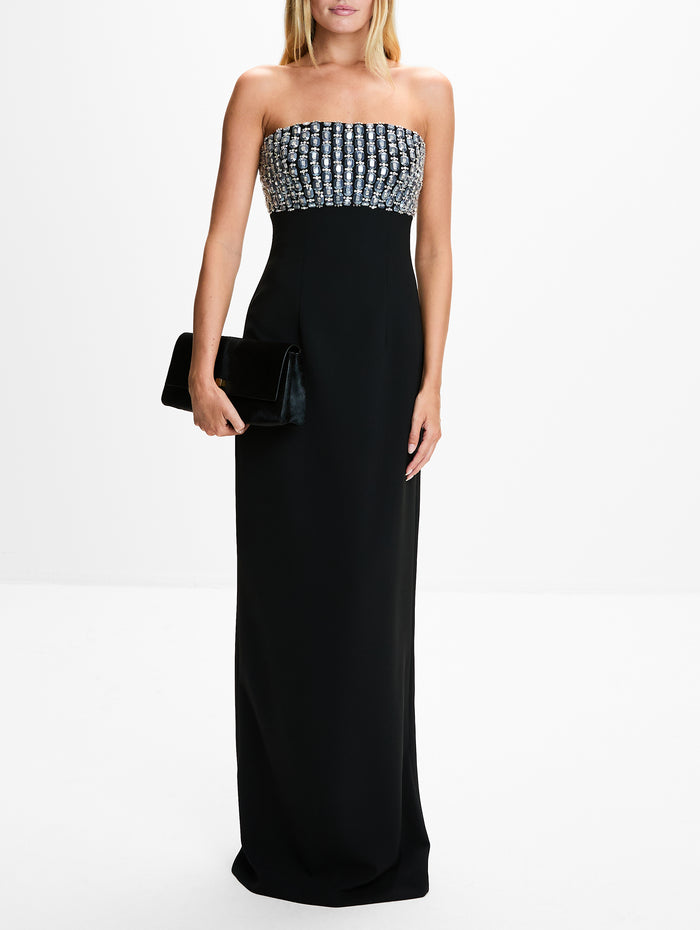 Strapless Sheath Gown,MONIQUE LHUILLIER,NOIR,Image 1