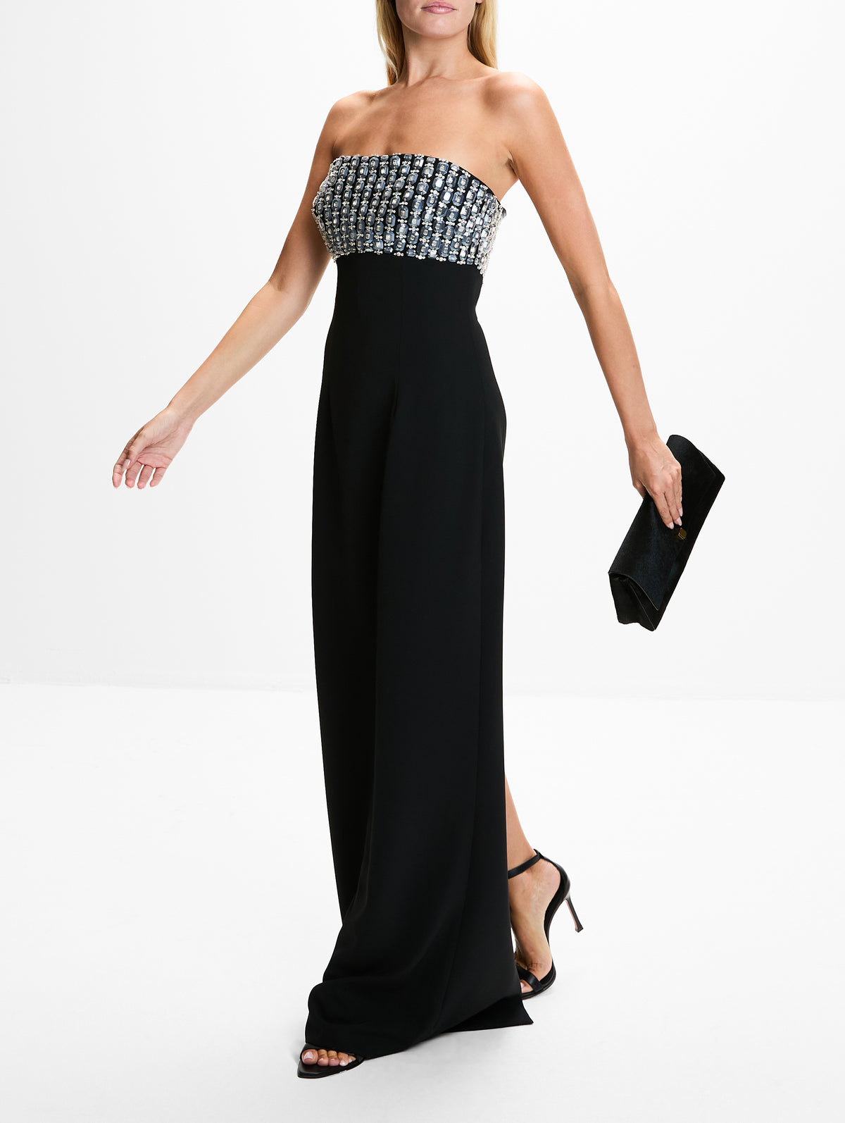 Strapless Sheath Gown,MONIQUE LHUILLIER,NOIR,Image 3