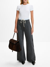 Double Waistband Wide Leg Jean,MONSE,GREY,Image 2