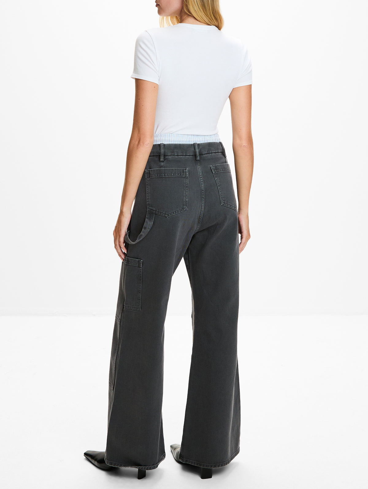Double Waistband Wide Leg Jean,MONSE,GREY,Image 3