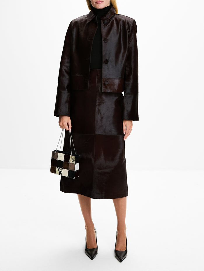 Hadley Jacket,NOUR HAMMOUR,BROWN PONYHAIR,Image 1