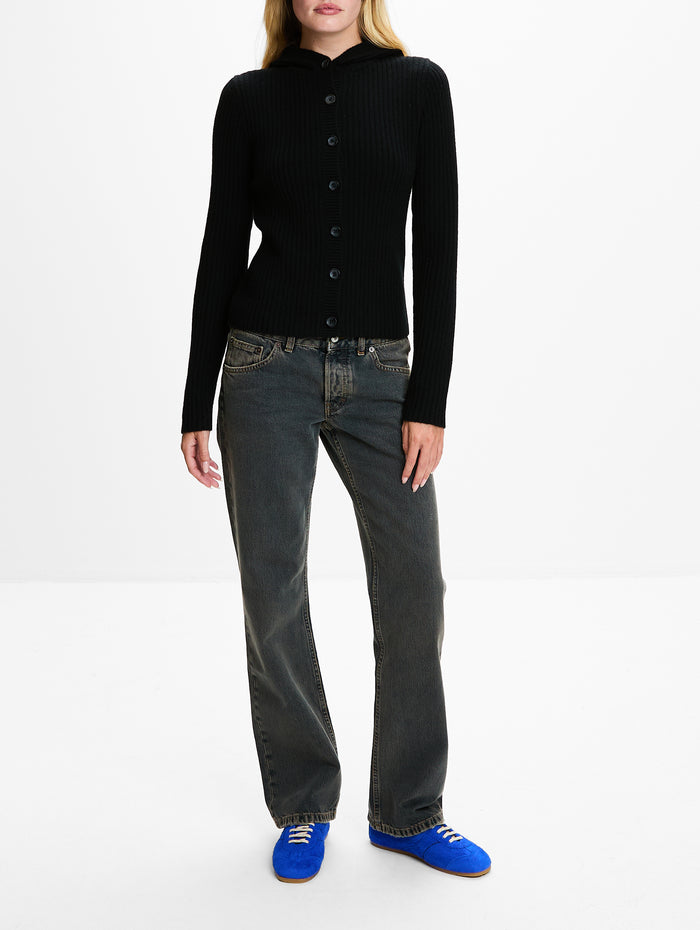 Ribbed Cardigan,R13,BLACK,Image 1