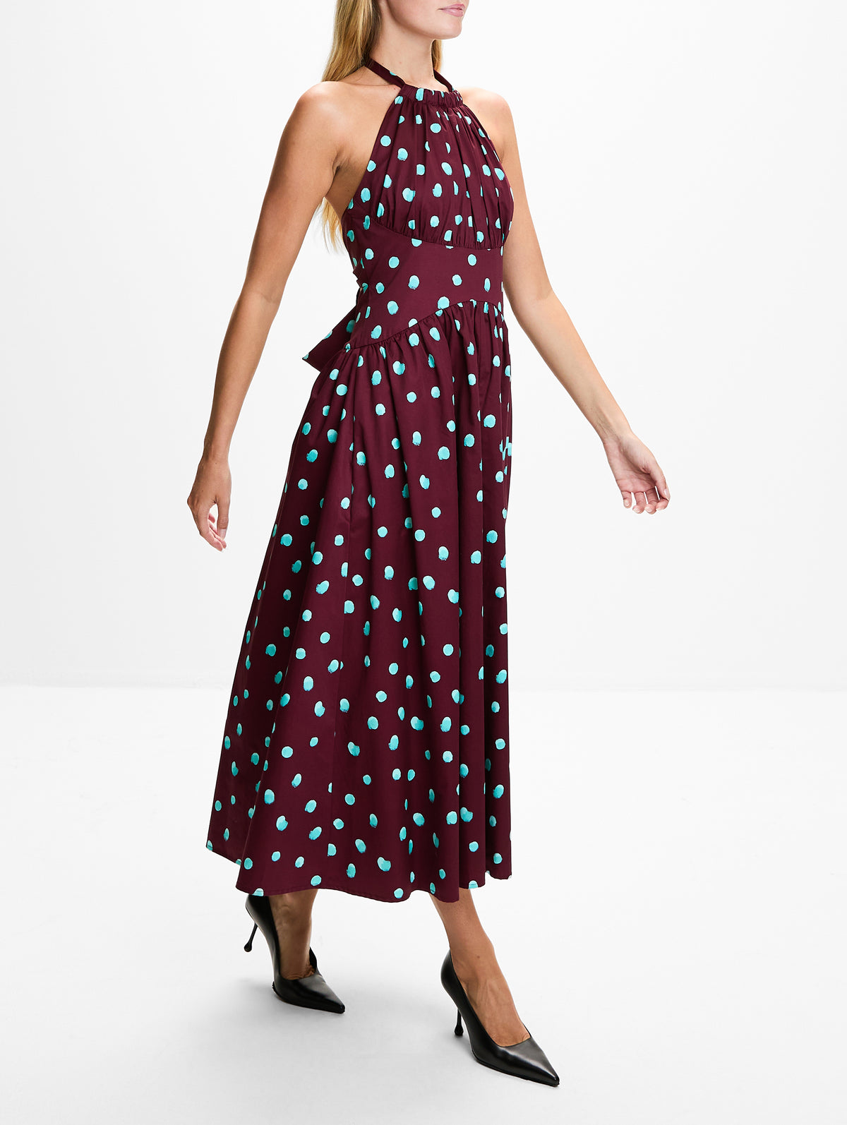 Halter Dress,ROSIE ASSOULIN,MAROON,Image 3