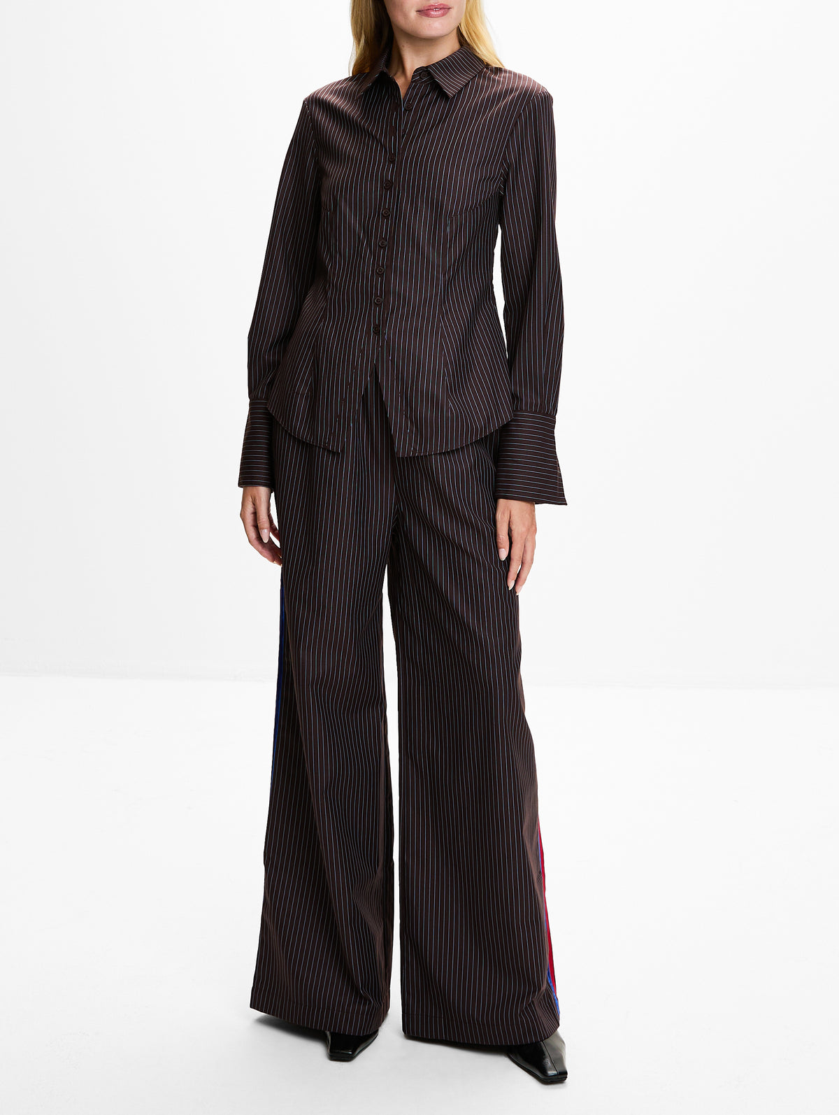 Queen Button Down Top,ROSIE ASSOULIN,ESPRESSO,Image 2