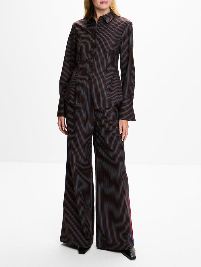 Queen Button Down Top,ROSIE ASSOULIN,ESPRESSO,Image 1