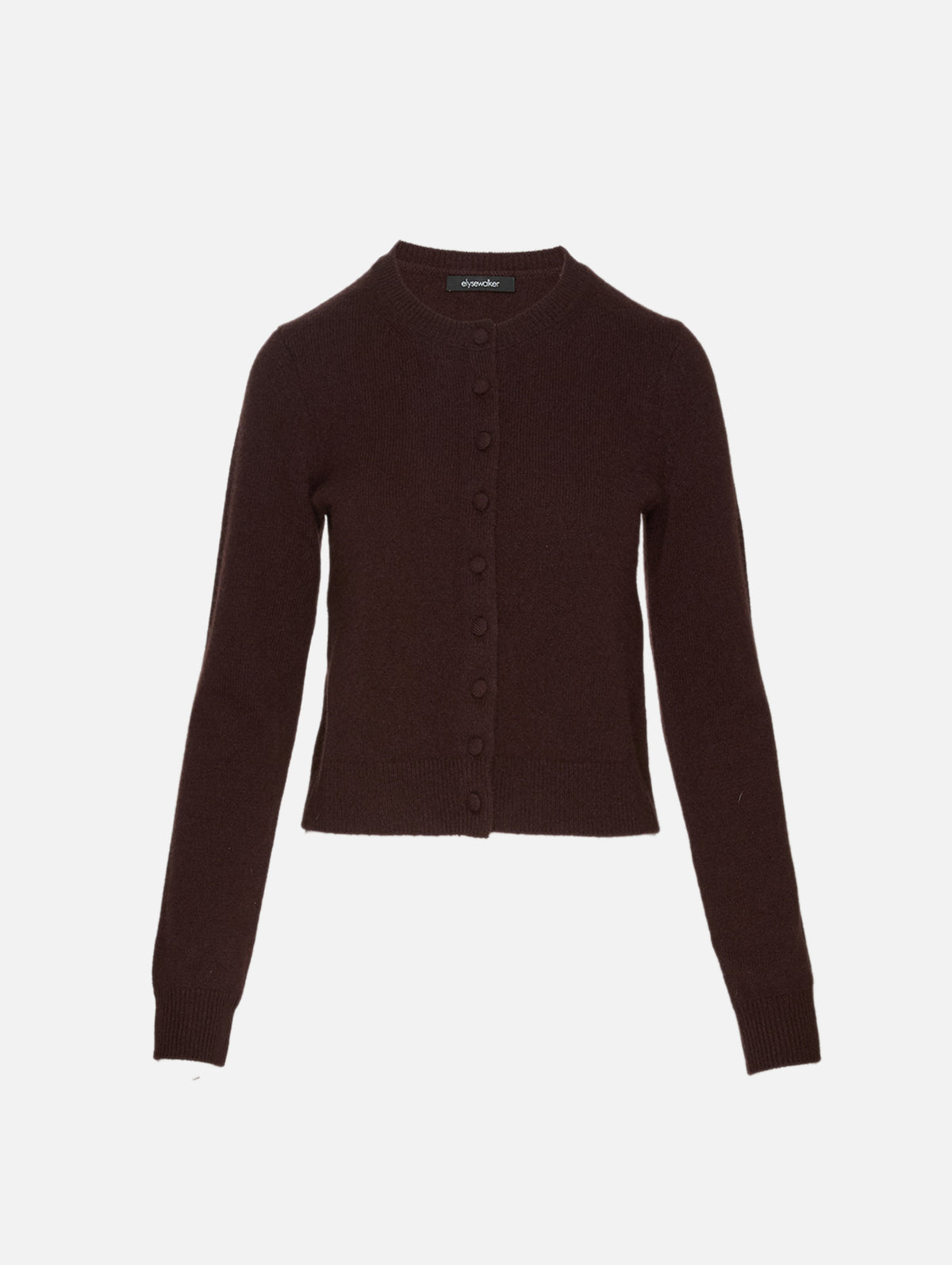 Pia Button Cardigan,ELYSEWALKER LABEL,CHOCOLATE PLUM,Image 1