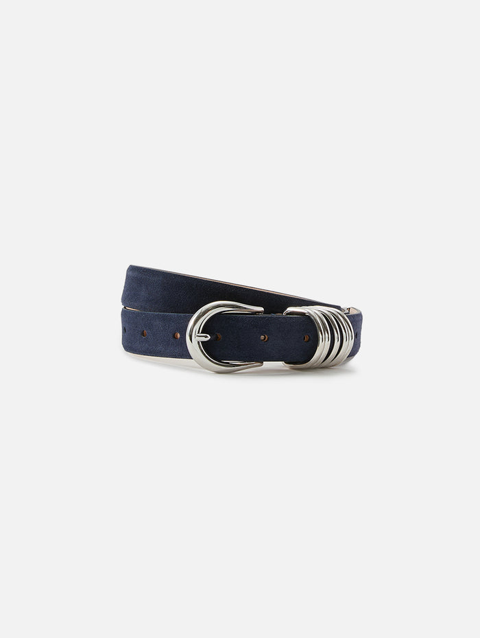 Hollyhock Suede Belt,DEHANCHE,NAVY SILVER,Image 1