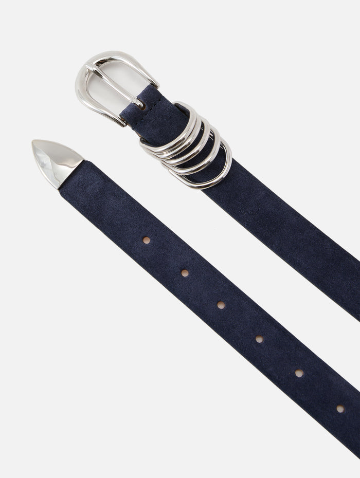Hollyhock Suede Belt,DEHANCHE,NAVY SILVER,Image 1