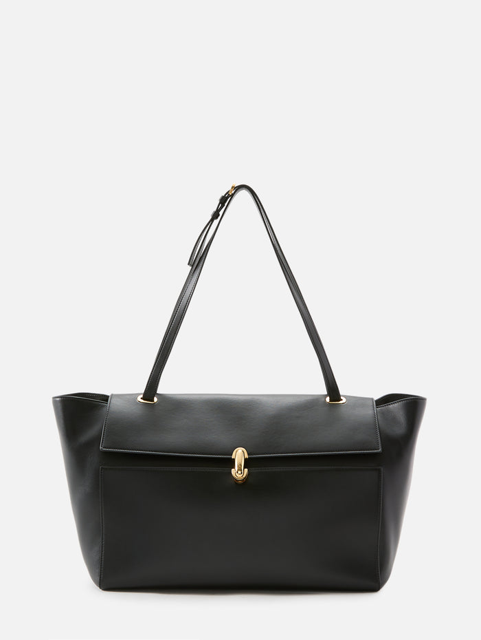 Trapeze Leather Tote,SAVETTE,BLACK,Image 1