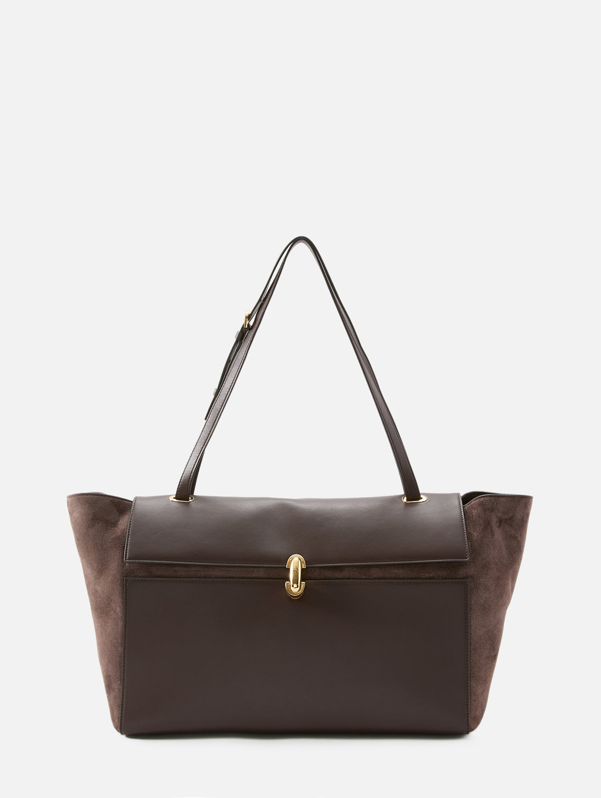 Trapeze Leather Tote,SAVETTE,COFFEE,Image 1