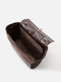 Trapeze Leather Tote,SAVETTE,COFFEE,Image 3