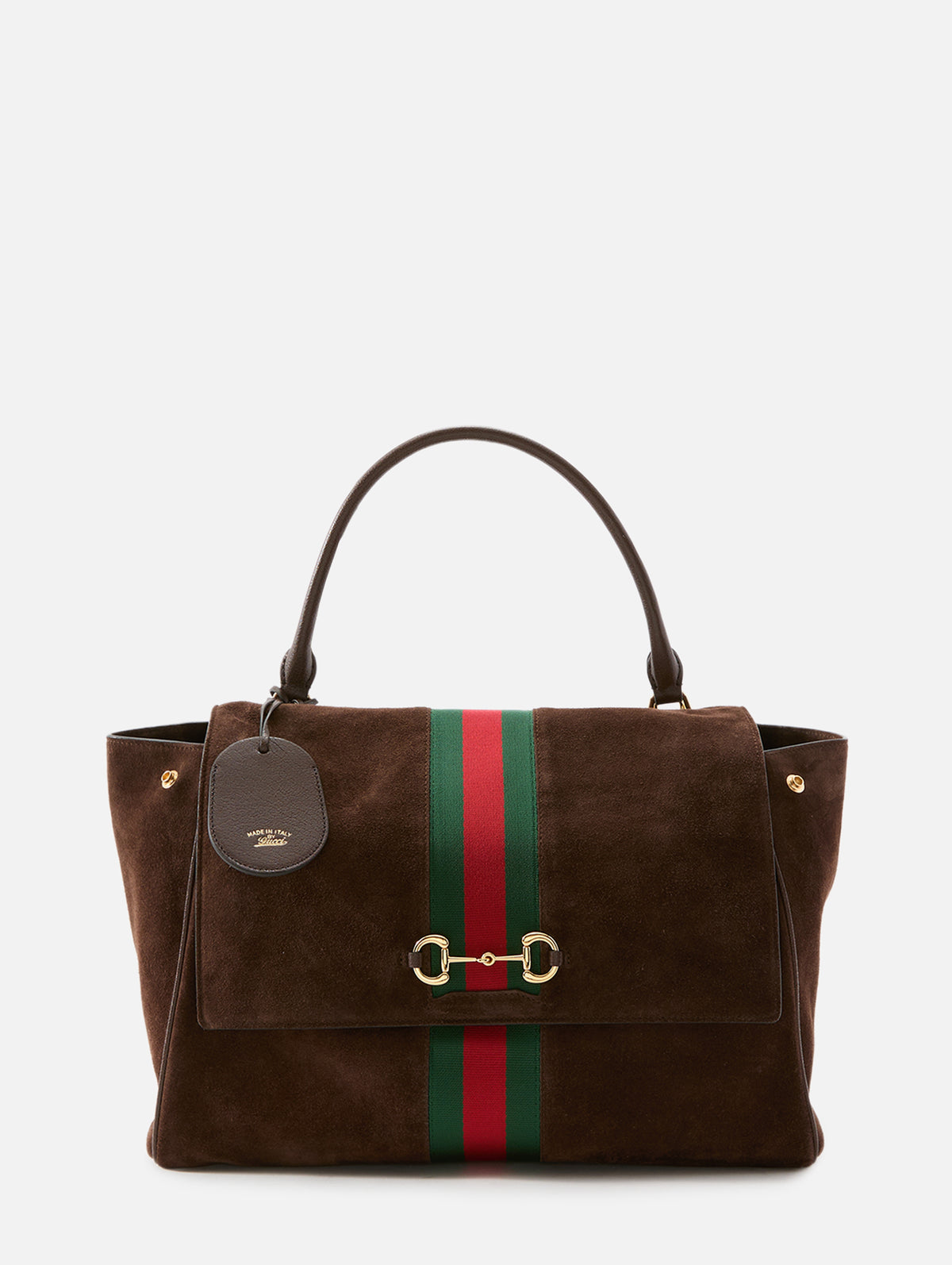 Horsebit Web Top Handle Bag,GUCCI,DARK BROWN,Image 1