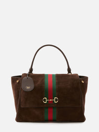 Horsebit Web Top Handle Bag,GUCCI,DARK BROWN,Image 1