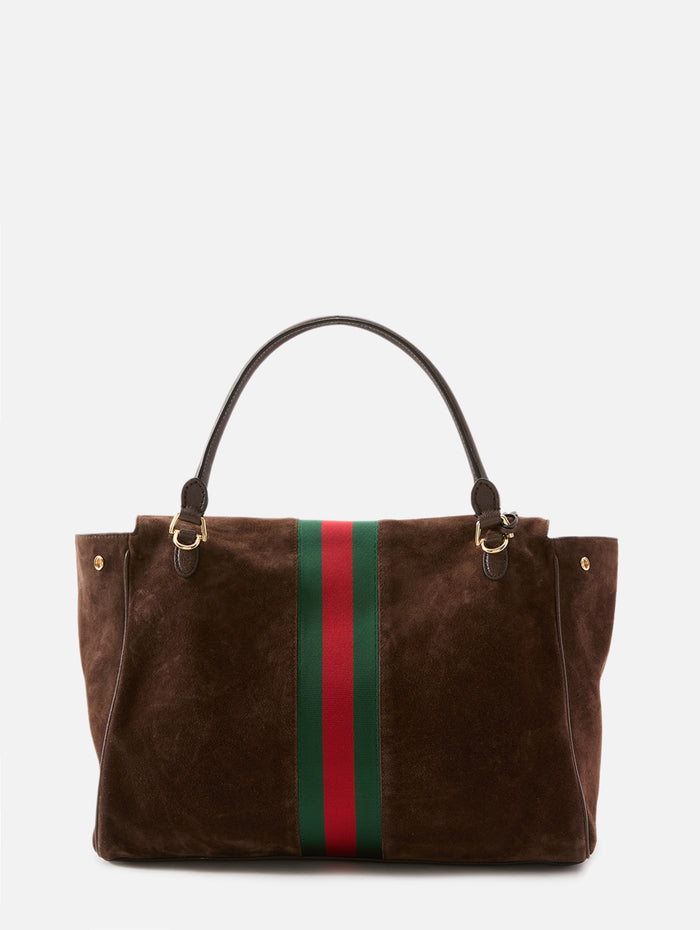 Horsebit Web Top Handle Bag,GUCCI,DARK BROWN,Image 1