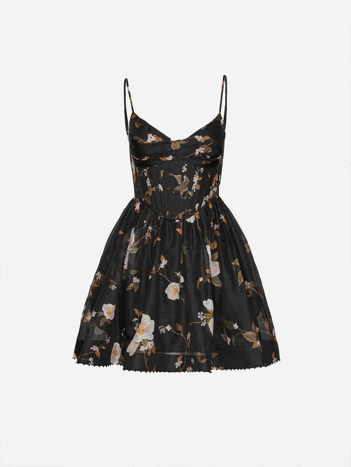 Ascent Corseted Mini Dress,ZIMMERMANN,BLACK ROSE MALLOW,Image 1