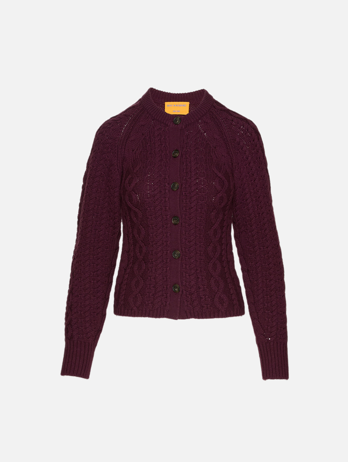Cable Sculpted Cardigan,GUEST IN RESIDENCE,FIG,Image 1