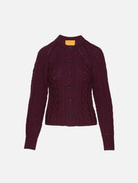 Cable Sculpted Cardigan,GUEST IN RESIDENCE,FIG,Image 1
