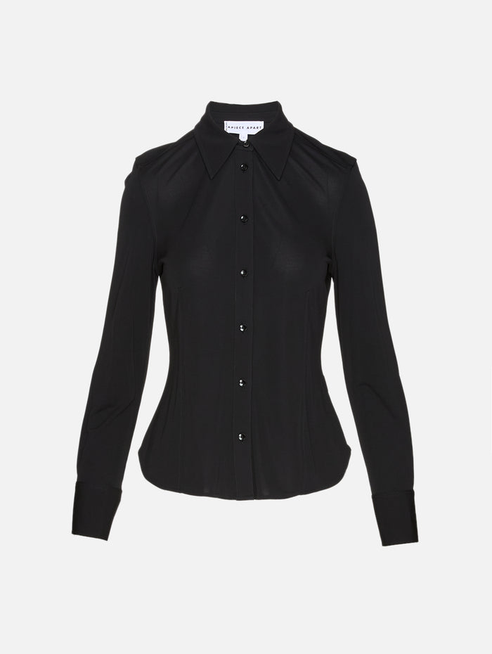 Merce Button Up Top,APIECE APART,BLACK,Image 1